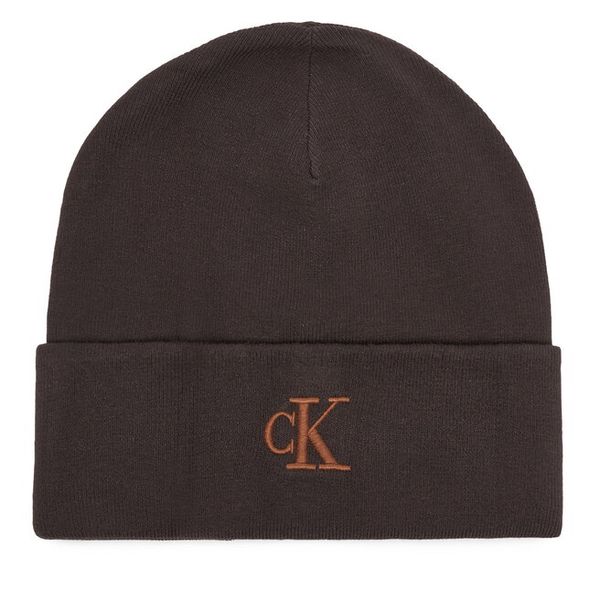 Czapka Calvin Klein. Brązowe czapki Calvin Klein, bez wzorów. Za 129.99 zł.