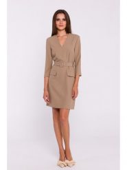 Stylove Sukienka w kolorze beżowym rozmiar: L. Brązowe sukienki Stylove, na co dzień, l, bez wzorów, z tkaniny, bez kołnierzyka, bez ramiączek, mini, proste. Za 184.99 zł.