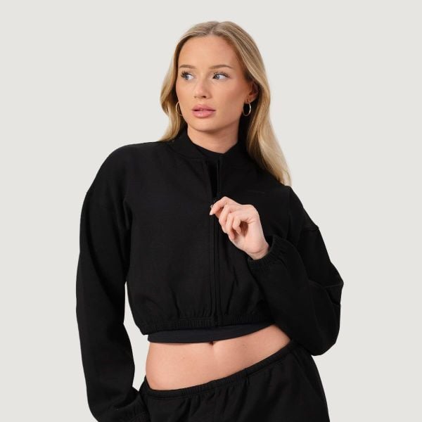 Bluza damska GymBeam NEO Black z zamkiem. Czarne bluzy GYMBEAM, l, bez wzorów, z bawełny, bez kaptura. Za 114.90 zł.