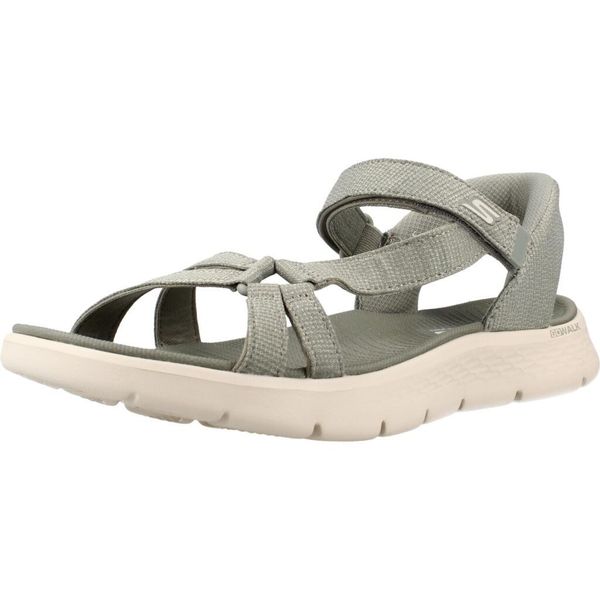 Sandały SKECHERS SLIP-INS GO WALK FLEX Zielony. Szare sandały Skechers, bez wzorów, z materiału, bez obcasa, bez zapięcia. Za 284.99 zł.