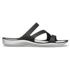 Klapki damskie Crocs Swiftwater Sandal W. Czarne klapki Crocs, bez wzorów, z materiału, bez obcasa. Za 189.00 zł.