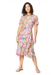 Aller Simplement Sukienka w kolorze jasnoróżowo-zielonym rozmiar: 34/36. Różowe sukienki Aller Simplement, bez wzorów, z wiskozy, bez kołnierzyka, bez ramiączek, midi. Za 100.99 zł.