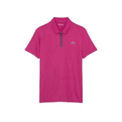 Polo Lacoste Ultra Dry Jacquard. Czerwone koszulki polo Lacoste, l, bez wzorów, z materiału, bez kołnierzyka, bez ramiączek. Za 563.00 zł.