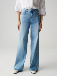 OPUS Dżinsy "Melly" - Palazzo fit - w kolorze błękitnym rozmiar: 40/L32. Niebieskie jeansy Opus, l, z aplikacjami, z podwyższonym stanem. Za 249.95 zł.