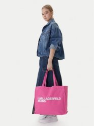 Karl Lagerfeld Jeans Torebka A1W50002 Bordowy. Czerwone shopper Karl Lagerfeld Jeans, bez wzorów, z jeansu, bez dodatków. Za 259.99 zł.