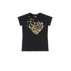 Leone 1947 – T-shirt Kurzarm ze złotym nadrukiem Glitzer für Mädchen. Czarne t-shirty LEONE 1947 APPAREL, m, bez wzorów, z bawełny, bez kołnierzyka, bez ramiączek. W wyprzedaży za 58.94 zł.