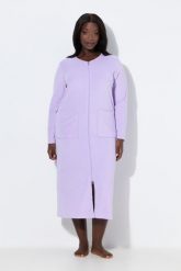 Damskie Szlafrok dwukierunkowy zamek błyskawiczny frotte miękki w dotyku. Niebieskie szlafroki Ulla Popken, plus size, bez wzorów, z bawełny, plus size, bez ramiączek, bez kaptura. Za 239.99 zł.