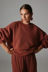 BLUZA ELENA MARSALA S - Flawless. Brązowe bluzy Flawless, s, bez wzorów, z bawełny, bez kaptura. Za 369.00 zł.