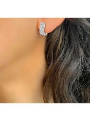 Les Petites Précieuses Srebrne kolczyki-kreole z cyrkoniami rozmiar: onesize. Szare kolczyki Les Petites Précieuses, z cyrkonią, srebrne. Za 126.99 zł.