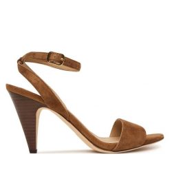 Sandały LAUREN RALPH LAUREN. Brązowe sandały Lauren Ralph Lauren, bez wzorów, bez obcasa, na słupku, bez zapięcia. Za 769.99 zł.