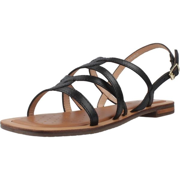 Sandały GEOX D SOZY QC Czarny. Czarne sandały Geox, bez wzorów, ze skóry, bez obcasa, bez zapięcia. Za 331.99 zł.