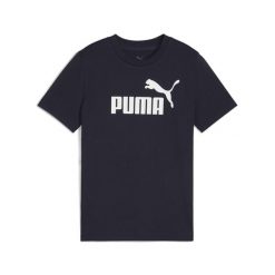 Młodzieżowa koszulka ESS z logo No. 1 PUMA New Navy Blue. Niebieskia bluzki Puma, m, bez wzorów, z gumy, młodzieżowe, bez kołnierzyka, bez ramiączek. Za 79.00 zł.