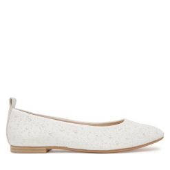 Baleriny Tamaris. Białe baleriny Tamaris, bez wzorów, bez obcasa. Za 249.99 zł.