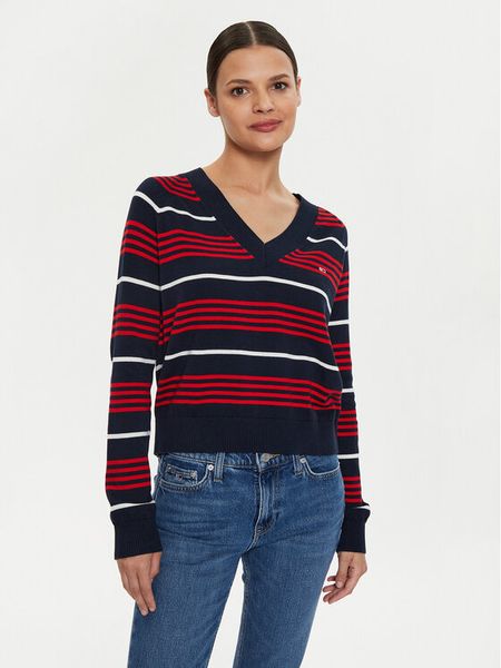 Tommy Jeans Sweter DW0DW18652 Granatowy Relaxed Fit. Niebieskie swetry Tommy Jeans, xs, bez wzorów, z bawełny, bez ramiączek. Za 309.99 zł.