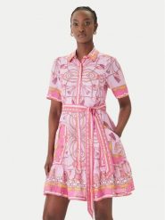 Hale Bob Sukienka letnia Aula 61SG670A Różowy Regular Fit. Czerwone sukienki Hale bob, na lato, l, bez wzorów, ze lnu, bez kołnierzyka, bez ramiączek. Za 1,749.00 zł.