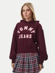 Tommy Jeans Bluza Arch DW0DW23455 Bordowy Oversize. Czerwone bluzy Tommy Jeans, l, bez wzorów, z bawełny, bez kaptura. Za 489.99 zł.