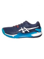 Asics Buty "Resolution 9" w kolorze granatowo-różowym do tenisa rozmiar: 39. Niebieskie obuwie sportowe Asics, bez zapięcia, tenisowe. Za 281.76 zł.