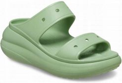 Klapki Dla Dorosłych Crocs Classic Crush. Zielone klapki Crocs, bez wzorów, z materiału, bez obcasa. Za 167.99 zł.