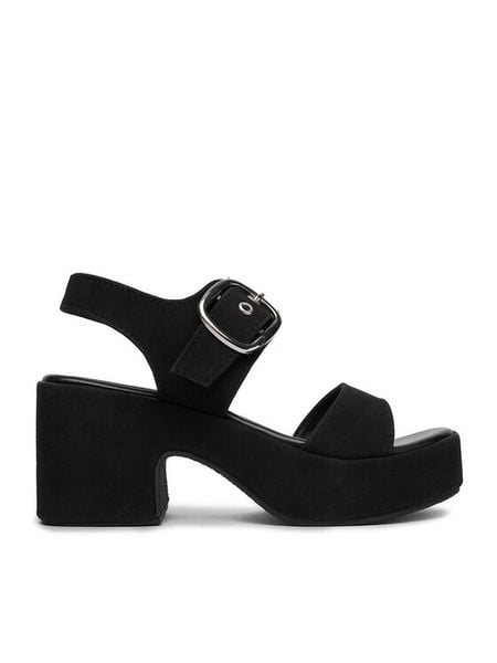 DeeZee Sandały CEO-LB-G9349-A Czarny. Czarne sandały DeeZee, bez wzorów, z materiału, bez obcasa, na słupku, bez zapięcia. Za 149.99 zł.