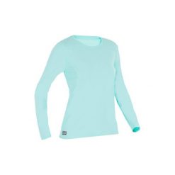 Koszulka UV długi rękaw WATER T SHIRT damska. Niebieskie bluzki OLAIAN, s, bez wzorów, z materiału, sportowe, bez kołnierzyka, bez ramiączek. W wyprzedaży za 19.99 zł.
