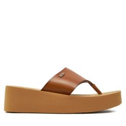 Japonki Roxy. Brązowe klapki Roxy, bez wzorów, bez obcasa. Za 179.99 zł.