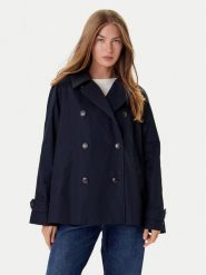 Tommy Hilfiger Trencz WW0WW45618 Granatowy Regular Fit. Niebieskie płaszcze TOMMY HILFIGER, bez wzorów, z bawełny, bez kaptura. Za 1,199.00 zł.