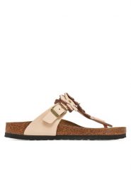 Birkenstock Japonki Gizeh Flowers 1029304 Różowy. Czerwone klapki Birkenstock, bez wzorów, ze skóry, bez obcasa. Za 499.99 zł.