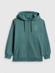 4F Bluza dresowa loose z kapturem damska - turkusowa S. Niebieskie bluzy 4f, s, bez wzorów, z dresówki, z kapturem. Za 199.99 zł.