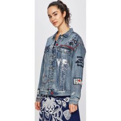 Desigual - Kurtka. Niebieskie kurtki Desigual, l, bez wzorów, z bawełny, bez kaptura. W wyprzedaży za 299.90 zł.