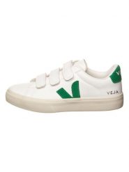 Veja Skórzane sneakersy "Recife" w kolorze biało-zielonym rozmiar: 39. Białe trampki Veja, bez wzorów, bez zapięcia. Za 622.45 zł.