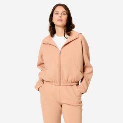 Bluza z kapturem damska Domyos fitness. Brązowe bluzy sportowe DOMYOS, xl, bez wzorów, z bawełny, z kapturem. Za 129.99 zł.