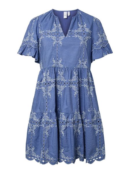 YAS Sukienka w kolorze niebieskim rozmiar: 40. Niebieskie sukienki YAS, bez wzorów, z bawełny, bez kołnierzyka, bez ramiączek, midi. Za 204.95 zł.