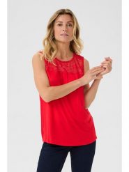 Kaffe Bluzka w kolorze czerwonym rozmiar: S. Czerwone bluzki Kaffe, s, bez wzorów, z koronki, bez kołnierzyka, bez ramiączek. Za 56.99 zł.