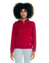 Damska bluza Leone z kapturem Basic zapinanym na zamek na całej długości. Czerwone bluzy LEONE 1947 APPAREL, na zimę, l, bez wzorów, z bawełny, z kapturem. Za 105.21 zł.