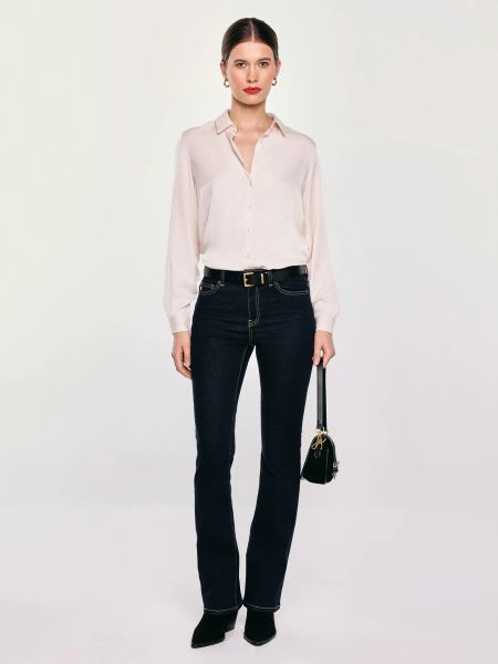 Koszula damska perłowa Saliki 103. Białe koszule Big Star, l, bez wzorów, z jeansu, eleganckie, bez kołnierzyka, bez ramiączek. W wyprzedaży za 99.99 zł.