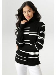 Aniston Golf w kolorze czarno-białym rozmiar: 42. Czarne golfy Aniston, bez wzorów, bez ramiączek. Za 70.08 zł.