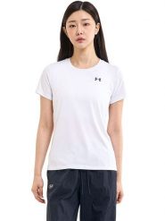 Under Armour Koszulka sportowa "Tech SSC" w kolorze białym rozmiar: L. Białe koszulki sportowe Under Armour, bez wzorów, z materiału, bez ramiączek, outdoorowe. Za 77.95 zł.