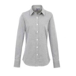 Damska Bawełniana Koszula Z Długim Rękawem W Kratkę Micro Gingham. Białe koszule PREMIER, m, bez wzorów, z bawełny, casualowe, bez kołnierzyka, bez ramiączek. Za 142.99 zł.