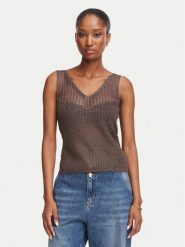 Morgan Top 262-MGATO Brązowy ciemny Slim Fit. Brązowe topy Morgan, l, bez wzorów, z wiskozy, bez kołnierzyka, bez ramiączek. Za 189.99 zł.