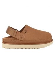 UGG Skórzane kapcie "Goldenstar" w kolorze jasnobrązowym rozmiar: 41. Brązowe obuwie domowe UGG, bez wzorów, ze skóry, bez zapięcia. Za 528.34 zł.