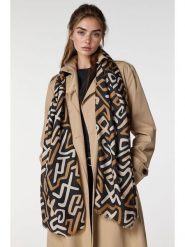 Lucky Bees Szal w kolorze czarno-beżowym - 180 x 50 cm rozmiar: onesize. Brązowe szaliki Lucky Bees, bez wzorów, z materiału. Za 113.36 zł.