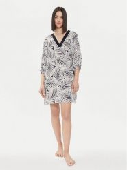 Selmark Sukienka letnia BK795 Beżowy Regular Fit. Brązowe sukienki Selmark, na lato, bez wzorów, z bawełny, bez kołnierzyka, bez ramiączek. Za 129.99 zł.