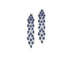 Kolczyki z białego złota z diamentami i szafirami - próba 585. Białe kolczyki Apart, z diamentem, złote. Za 22,990.00 zł.