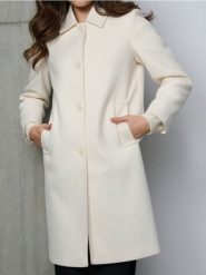 Klasyczny płaszcz z kołnierzykiem - żółty. Żółte płaszcze Sinsay, l, bez wzorów, bez kaptura. Za 119.99 zł.