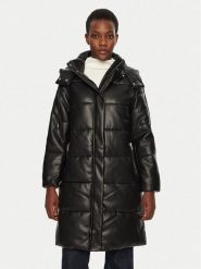 Morgan Płaszcz zimowy 242-GDON Czarny Regular Fit. Czarne płaszcze Morgan, na zimę, bez wzorów, ze skóry, bez kaptura. Za 519.99 zł.
