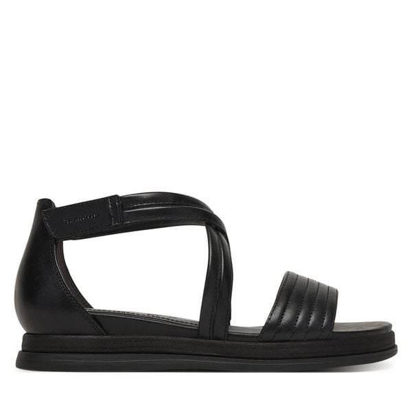 Sandały Tamaris. Czarne sandały Tamaris, bez wzorów, bez obcasa, na płaskiej podeszwie, bez zapięcia. Za 379.99 zł.