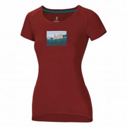Koszulka damska Ocun Raglan. Czerwone bluzki Ocun, xl, bez wzorów, sportowe, bez kołnierzyka, bez ramiączek. Za 178.50 zł.