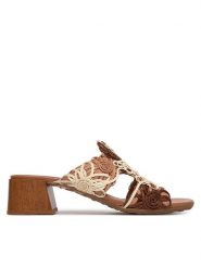 Hispanitas Klapki HV264841 C001 Brązowy. Brązowe klapki Hispanitas, bez wzorów, z materiału, bez obcasa. Za 549.99 zł.