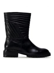 Eva Minge Botki M-33-08-000950 Czarny. Czarne botki Eva Minge, bez wzorów, ze skóry, bez obcasa, na płaskiej podeszwie, bez zapięcia. Za 539.99 zł.