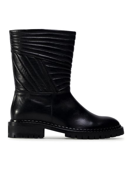 Eva Minge Botki M-33-08-000950 Czarny. Czarne botki Eva Minge, bez wzorów, ze skóry, bez obcasa, na płaskiej podeszwie, bez zapięcia. Za 539.99 zł.